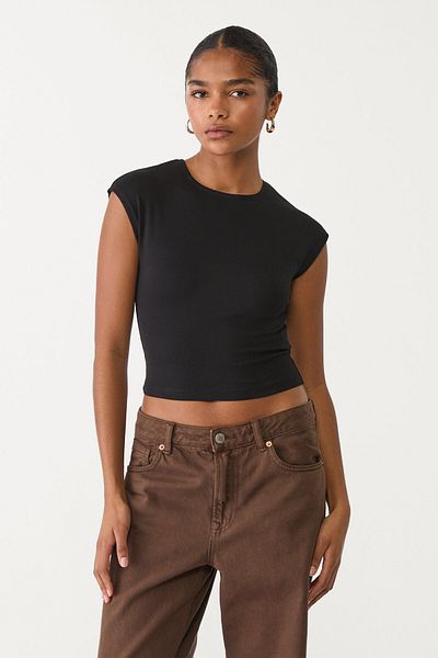 Stradivarius Basic fitted cropped T-shirt