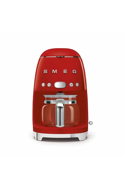 SMEG ماكينة تحضير القهوة بتنقيط على طراز الخمسينيات، باللون الأحمر