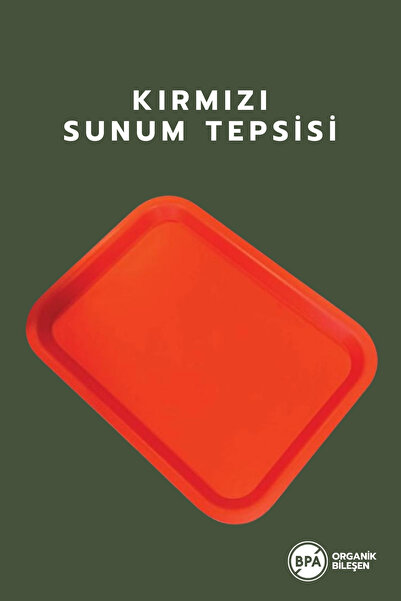 ray plastik Servis Tepsisi Kırmızı - 26x34,5 cm