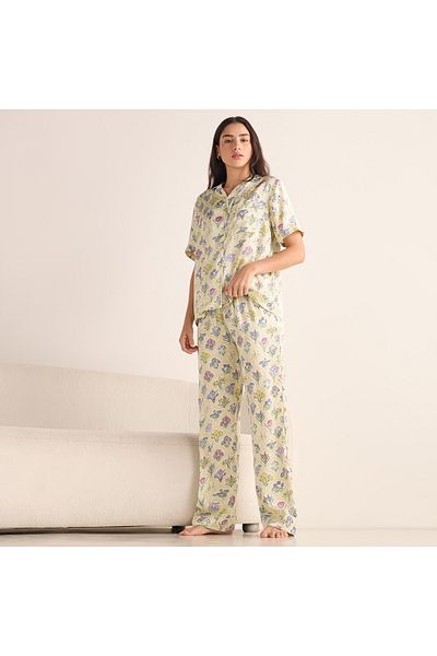 FAV All-Over Floral Print Shirt and Pyjama Set