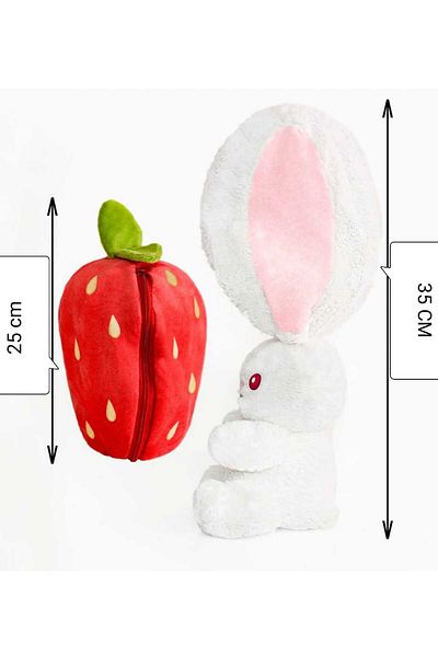 Sekk O Lover's Special Gift Strawberry Rabbit Plush Toy 35 cm Special Design - Zippered Structure