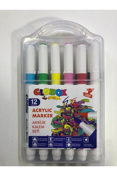 Globox 12 Colors Acrylic Pencil Set - Plastic Box