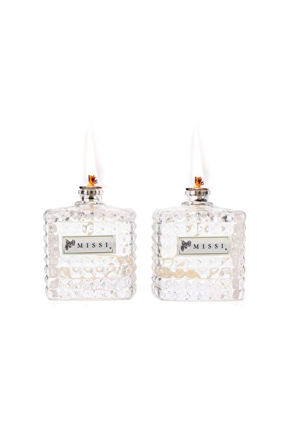 Missi 2'li Black Vanilya Kokulu Kare Kristal Cam Şişe Kandil Seti (2X100 ML)