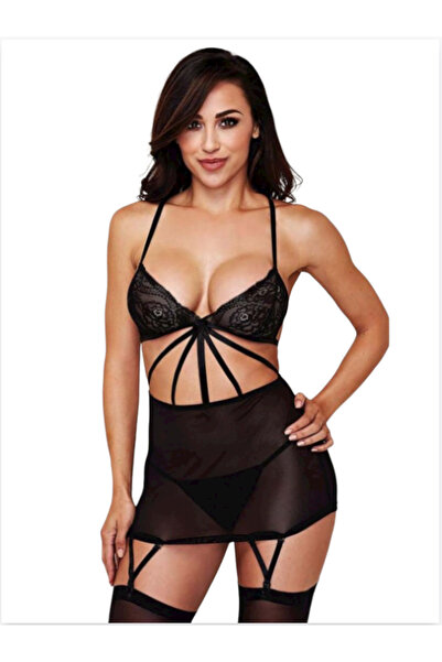 Limitless Plus Size Fantasy Black Lace Garter Suit Limitless3255