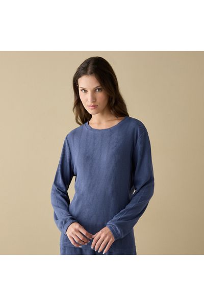 FAV Waffle Textured Long Sleeve T-shirt and Elastciated Pyjama Set