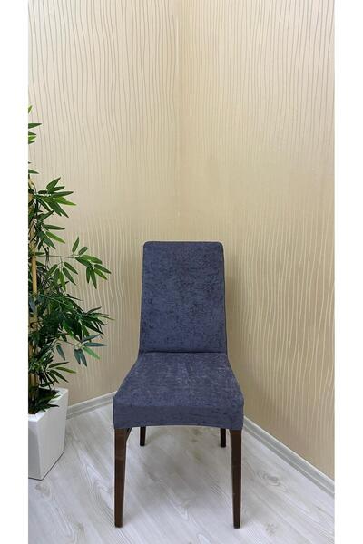 Sahaneev Babyface Kumaş Sandalye Kılıfı Koyu Gri Renk (6 ADET)