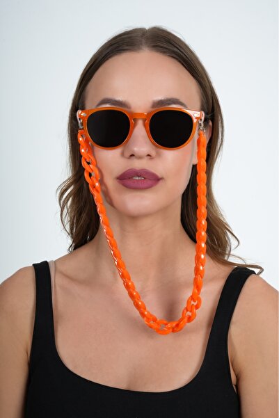 JULIANO Orange Acrylic Thick Design Eyeglass Chain