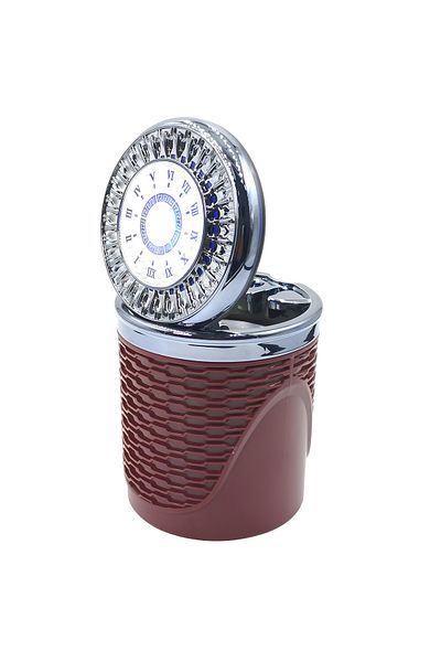 Generic Car Ashtray With Led Light And High-temperature Resistant Stainless Steel Design Maroon
