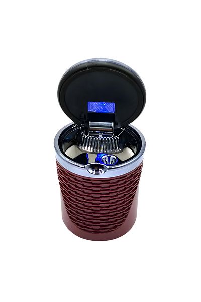 Generic Car Ashtray With Led Light And High-temperature Resistant Stainless Steel Design Maroon
