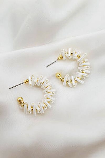 PETEK AKSESUAR Design Pipe Crystal Hoop Earrings