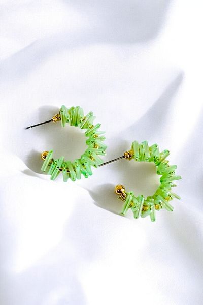 PETEK AKSESUAR Crystal Hoop Earrings with Pipe Design