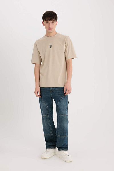 DeFacto New Season 100% Cotton Boxy Fit Crew Neck Back Printed Short Sleeve T-Shirt