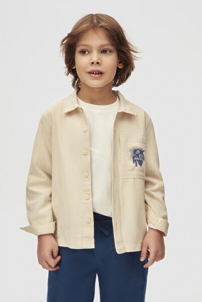 NK Хлопчикова футболка з принтом 4-8 років кремового кольору