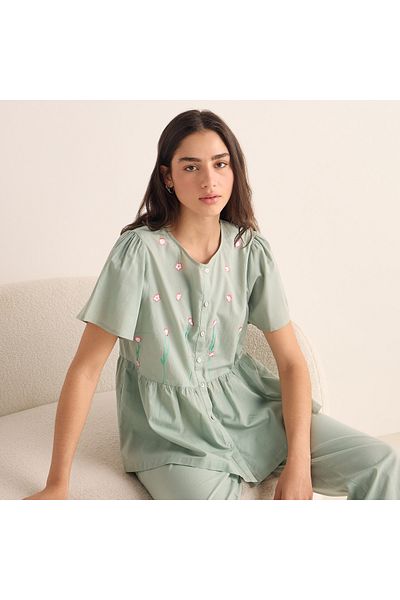 FAV Embroidered Shirt and Pyjama Set