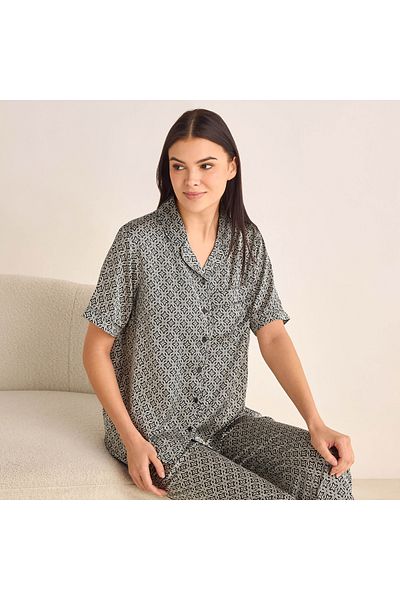 FAV Floral Print Camp Collar Shirt and Elasticated Pyjama Set
