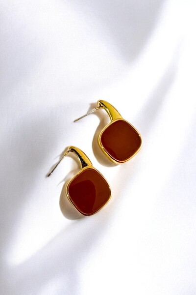 PETEK AKSESUAR MİNELİ MİNİMAL YAN KARE  KÜPE