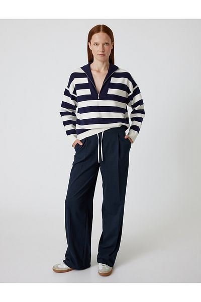 Koton Stand Collar Half Zipper Knitwear Sweater