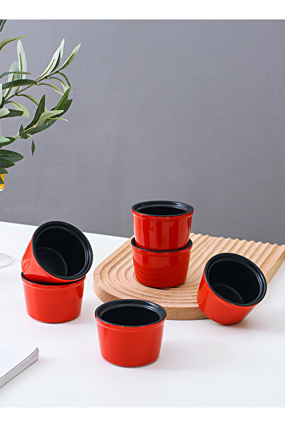 Shuer 200 ml Six Pieces Colored Glaze Craft Ceramic Cake Bowl