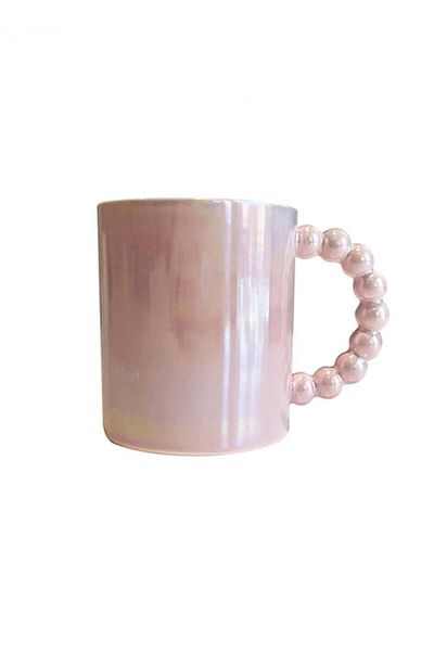 Miniso Iridescent Ceramic Mug with Embroidered Handle 330ml - Pink