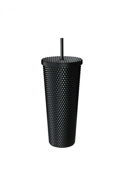 Miniso Dorian Design Plastic Water Cup with Straw 700ml - Black