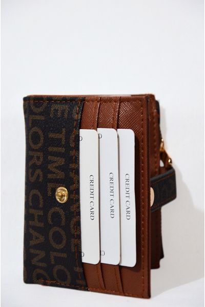 Mazel Design Women's Text Patterned Stylish Wallet with Snap Fastener Paper Money Compartment and Plenty of Card Holders Accessory