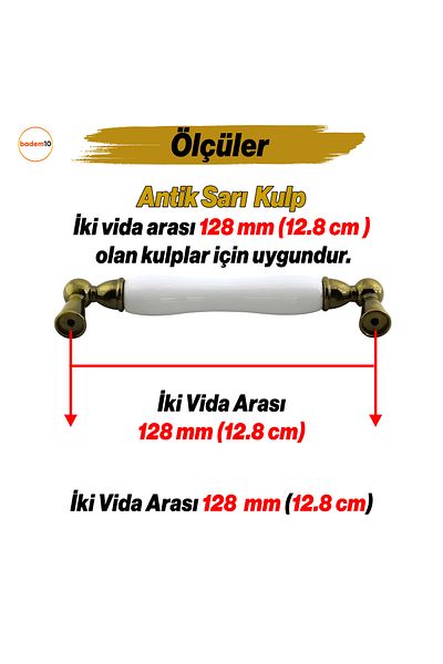Badem10 Domaniç Porcelain Antique Yellow 128 mm Furniture Kitchen Drawer Cabinet Wardrobe Door Handle Handle Handles