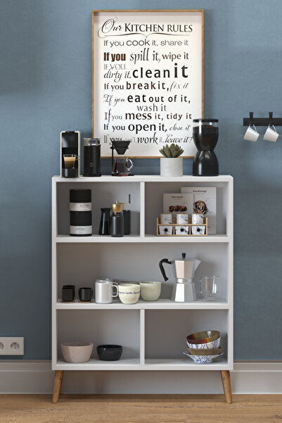 Monte Sehpa Milan  Raflı Kahve Köşesi Çok Amaçlı Mutfak Dolabı