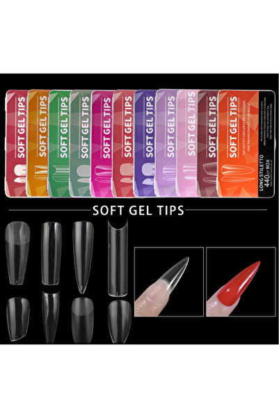 Beauty Box 550'lİ Short Coffin Soft Gel Tips Profesyonel Nail Art Hızlı Tırnak Uzatma Tırnak Bakım