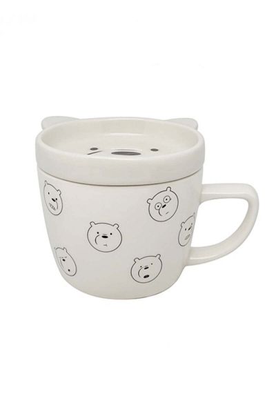 Miniso 350ml Ceramic Mug with Lid from the Three Bears Series - Ice Bear