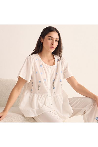 FAV Embroidered Shirt and Pyjama Set