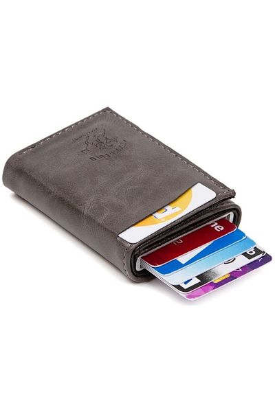 Newish Polo Men's Mechanized Card Holder and Wallet New020 - Gray