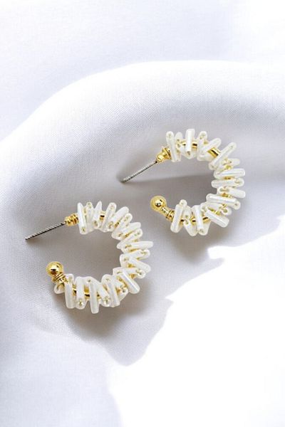 PETEK AKSESUAR Design Pipe Crystal Hoop Earrings