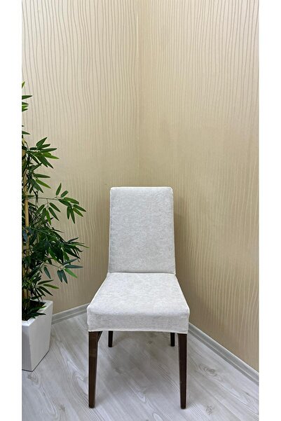 Sahaneev babyface kumaş sandalye kılıfı KREM RENK(4 adet)