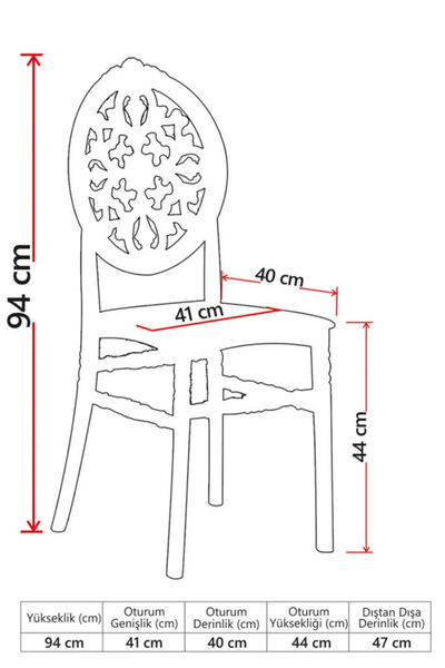 MODAMED 4 Adet Rose Mutfak Sandalyesi / Balkon-bahçe-mutfak-ofis sandalye, Plastik sandalye