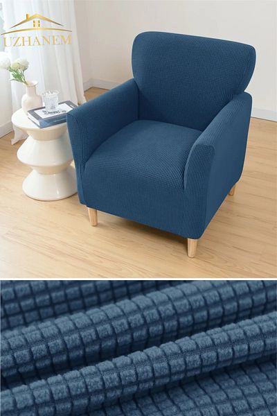 uzhanem Armchair Seat Cover Lycra Fabric, Square Pattern, Single Sofa Cover