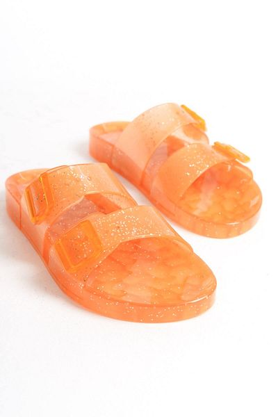 Mubiano Papuci dama Jelly Glitter portocaliu transparent - Vara - mstb165-sos