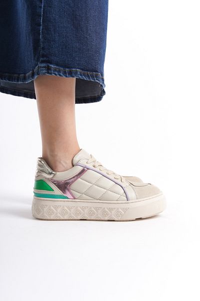 Mubiano Collection Pantofi sport și pantofi sport din piele naturală pentru femei Bej -mcrgn6062-bj