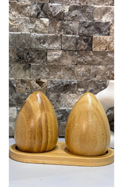 3-Piece Bamboo  Salt Shaker Set; 1 Bamboo Salt  Shaker, 1 Bamboo Pepper Shaker, 1 Bamboo Stand