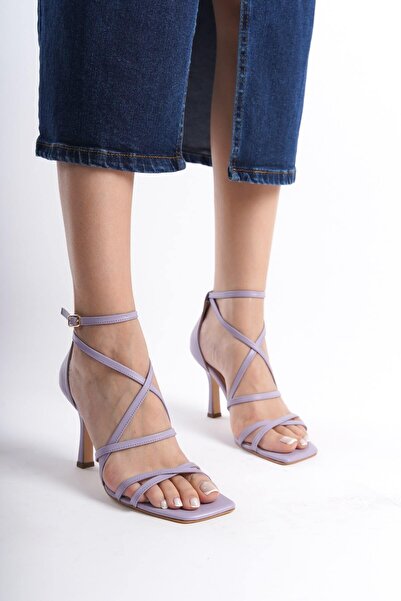 Mubiano Collection صندل نسائي بكعب من الجلد الطبيعي أرجواني -mcbrg5736-l
