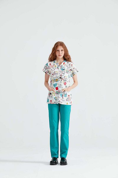 DRMOON Dr Greys Medical Jersey - Lycra, Single Top Pattern, Nurse and Doctor Apron