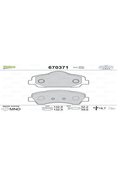 VALEO Brake Pad Front Cıtroen C-Elysee 1.2 Vtı 1.6 Vtı 1.6 Hdı 12 301 1.2 Vtı 1.6 Vtı 1.6 Hdı 12
