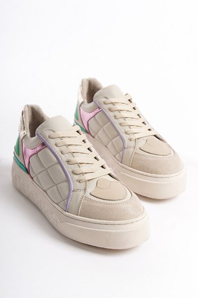 Mubiano Collection Pantofi sport și pantofi sport din piele naturală pentru femei Bej -mcrgn6062-bj