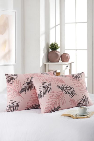 MARLA HOME 50x70 cm Față de pernă din bumbac cu model de frunze