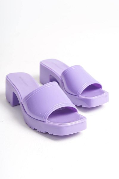 Mubiano Lilac Jelly Heeled Women's Slippers - Summer Model - mstb700-l