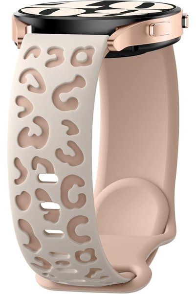 Alstrap Samsung Galaxy Watch 7 6 5 4 Uyumlu Leopar Desenli 20mm Silikon Kordon