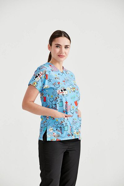DRMOON Dr Greys Medical Jersey - Lycra, Single Top Pattern, Nurse and Doctor Apron