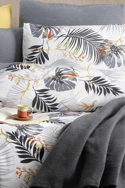 MyStory Home Set cuvertură dublă cu cearșafuri elastice - gri