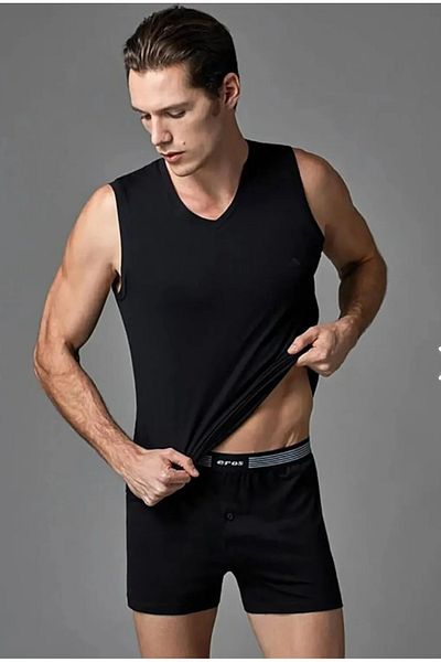 Eros Men'S, 100% Cotton, 2-Pack, V-Neck Sleeveless T-Shirt