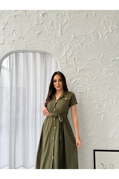 Miasista Short Sleeve Linen Button Dress