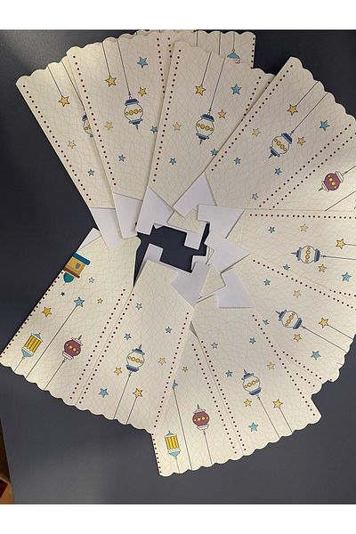 My Paper Craft Ramadan Printed Decorative Corn Box Beige Color 8 Pieces